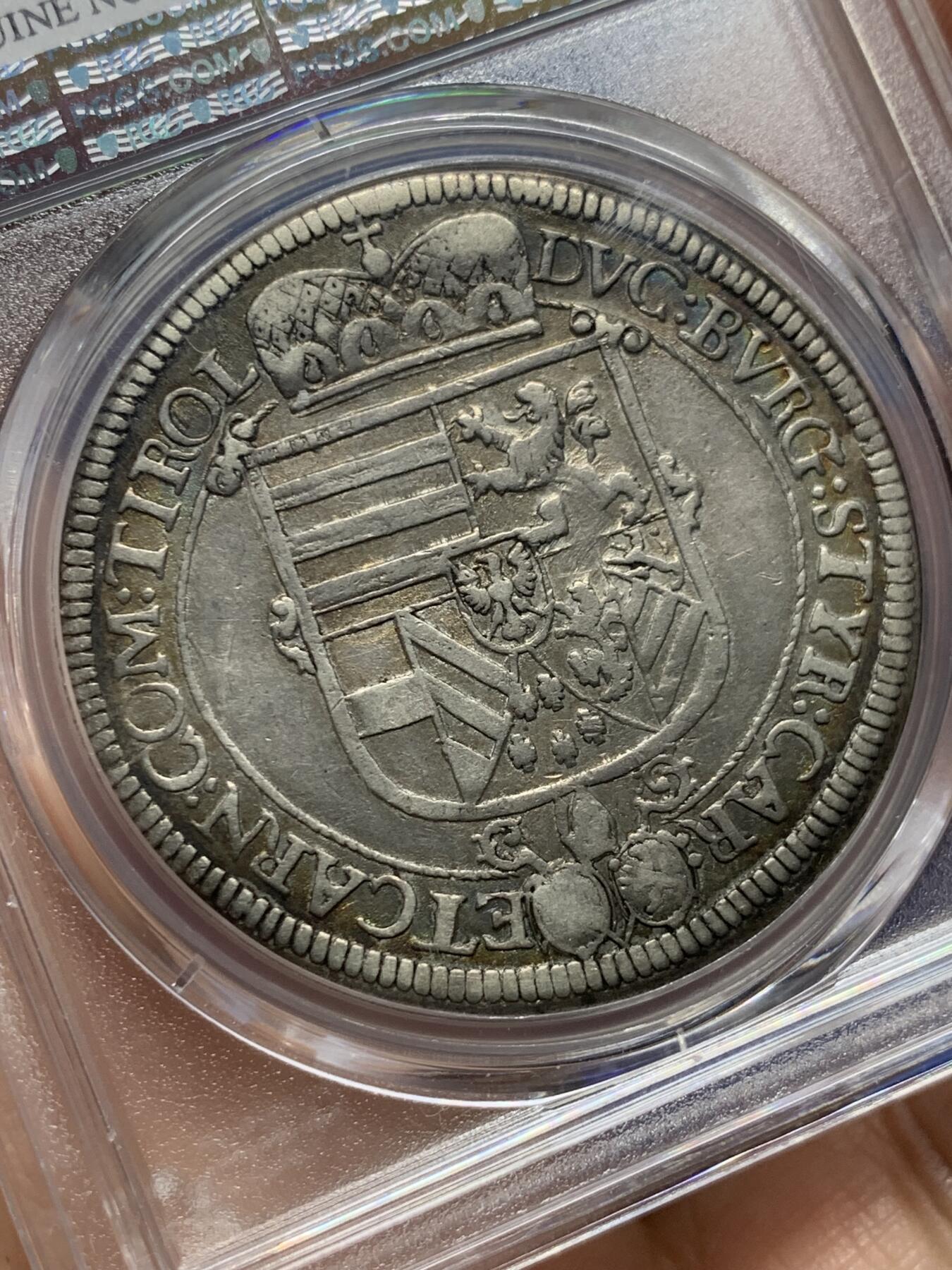 《竞宝斋》第439场 周日，周一，周二 3场连拍 （全场包邮） PCGS XF 1620年神圣罗马帝国利奥波德五世1泰勒银币