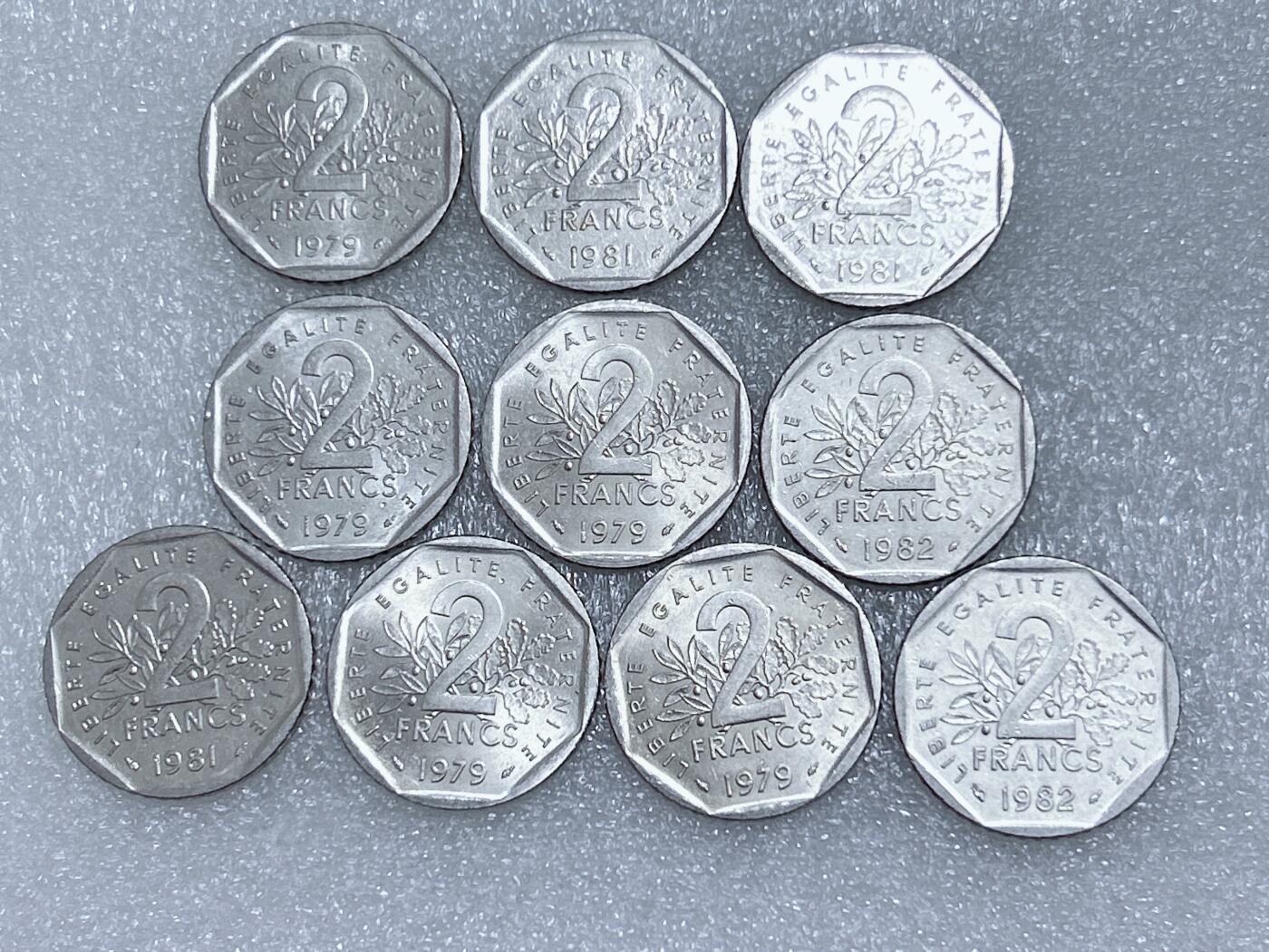 第一海外回流一元起拍收藏 散集专场  第268期 法国2法郎硬币 10枚