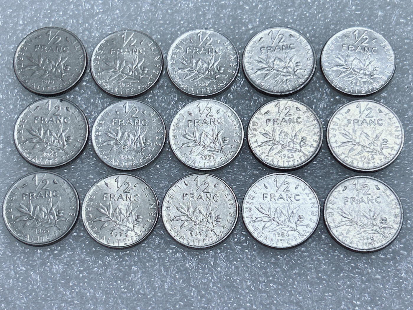 第一海外回流一元起拍收藏 散集专场  第268期 法国1/2法郎硬币 15枚