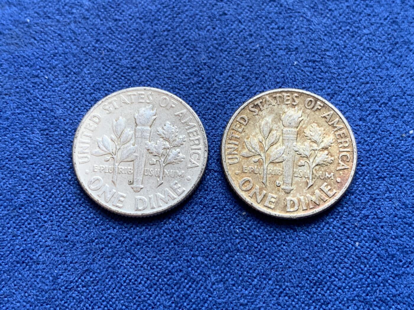 《竞宝斋》第439场 周日，周一，周二 3场连拍 （全场包邮） 两枚一组 美国罗斯福10分银币1963年+1964年