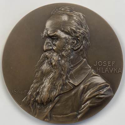 掌中浮雕-藏着的欧洲第042场 - 1901年捷克斯洛伐克波西米亚科学院约瑟夫教授铜章，61mm，大师安东沙夫作品