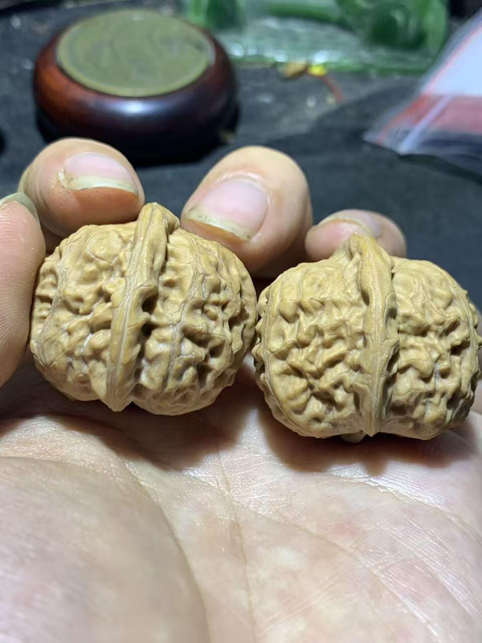 精美小众野生磐石狮子头手捻文玩核桃一对，