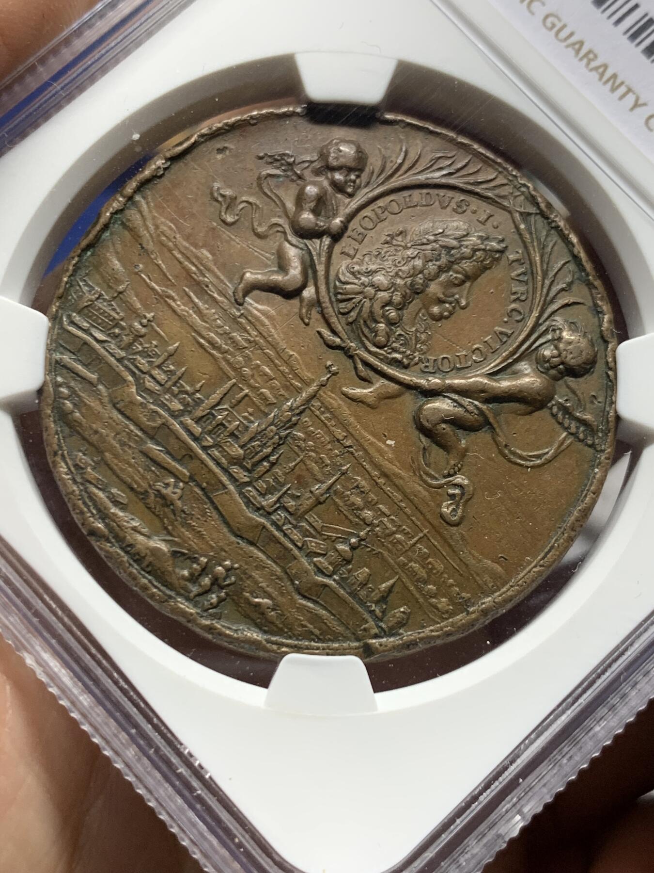 《竞宝斋》第439场 周日，周一，周二 3场连拍 （全场包邮） NGC XFD 神圣罗马帝国利奥波德一世时期1685年维也纳围城战役纪念章