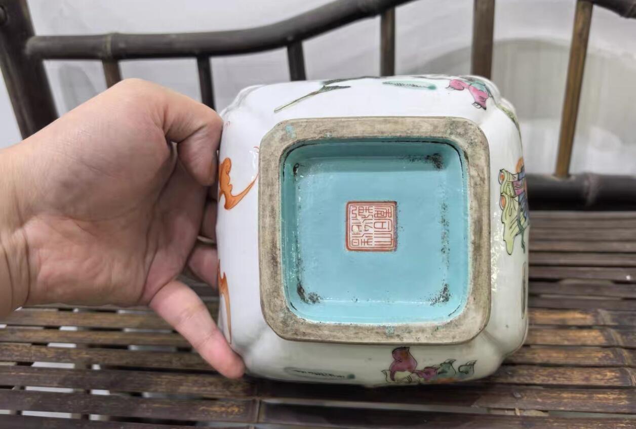 兰馨堂瓷器专场 粉彩人物水仙盆瓷器水盂摆件