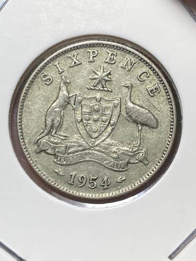 2025年第一百三十场(总第一百五十六场）外国好品纸夹散币场(免佣金) - 澳大利亚🇦🇺1954年6便士银币(伊丽莎白二世第一版，关门年仅发行2年，500银)