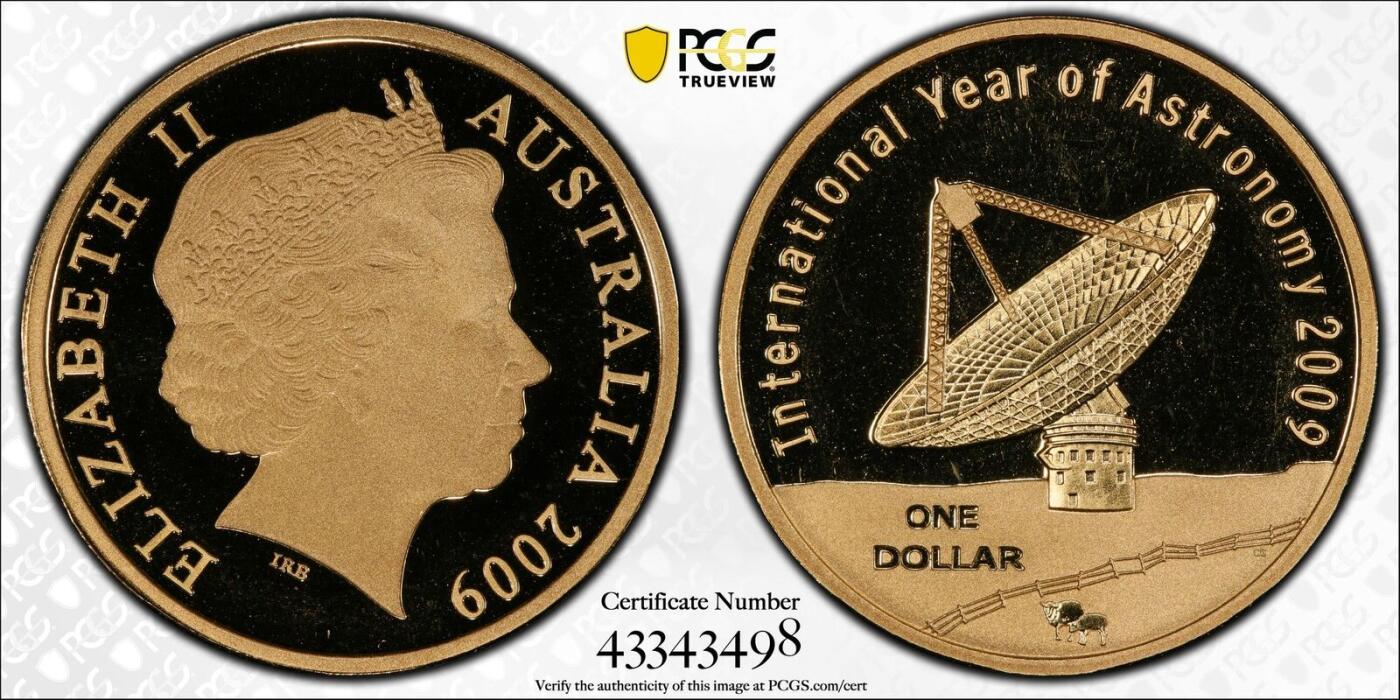 PThappally收藏第54次拍卖，英联邦地区硬币纸币 澳大利亚  2009 年 1 澳元  9g  铝青铜币  PCGS PR68DCAM 