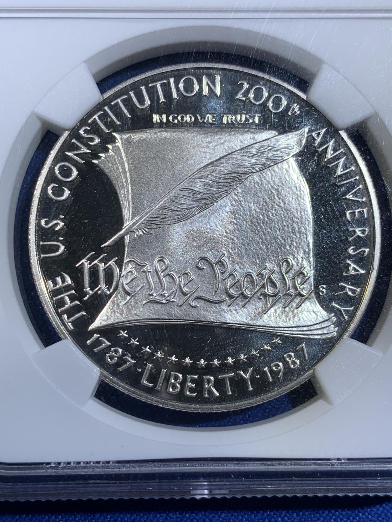 《竞宝斋》第439场 周日，周一，周二 3场连拍 （全场包邮） NGC PF69UC 美国1987年宪法颁布200周年纪念银币 获奖币