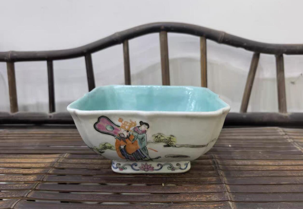 兰馨堂瓷器专场 粉彩人物水仙盆瓷器水盂摆件