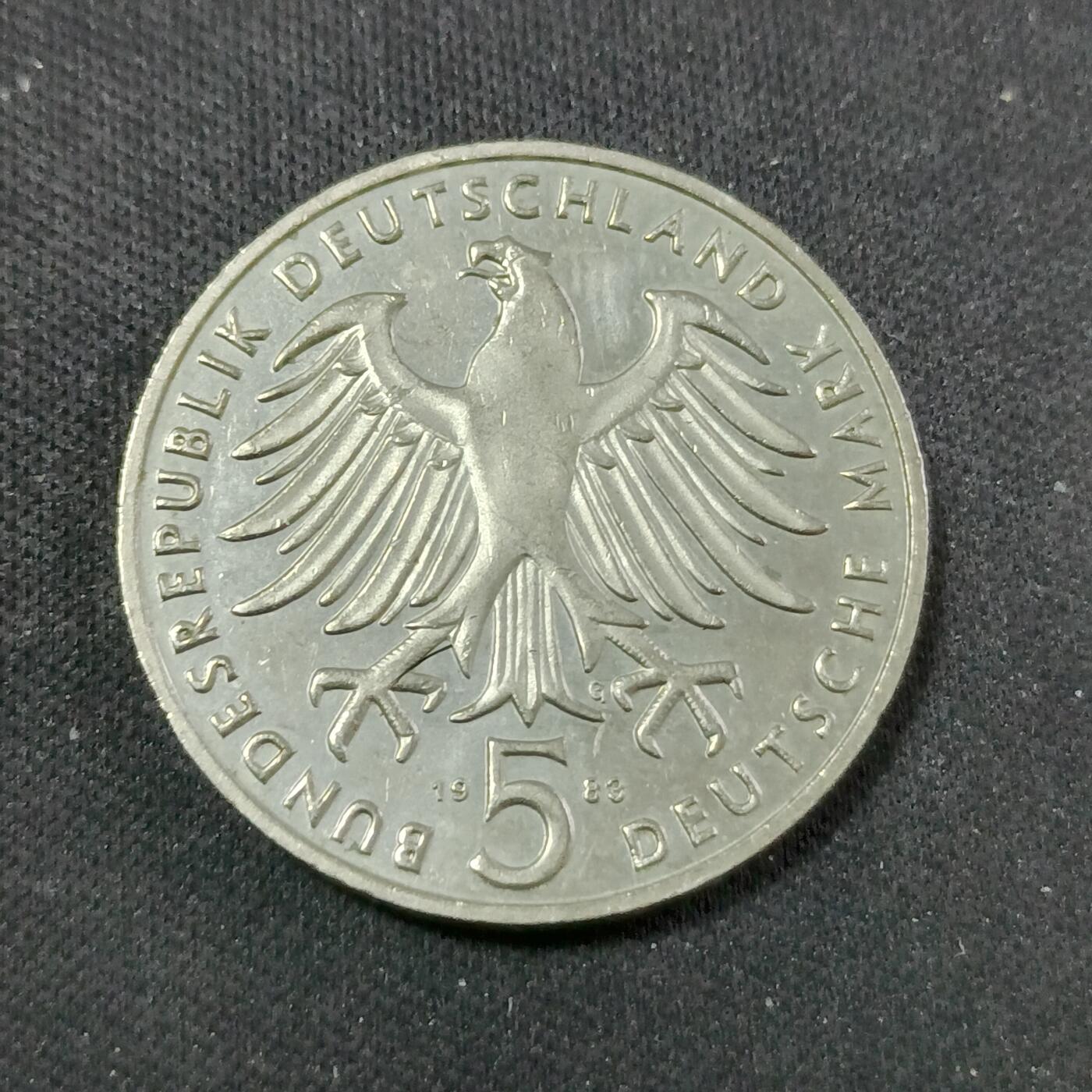 【游宝拍卖】乙巳蛇年88期 佣金1+6% 德国-5马克 1983年 马丁·路德诞辰500周年纪念币