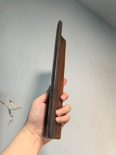 竹雕诗文达摩图臂搁镇纸摆件 