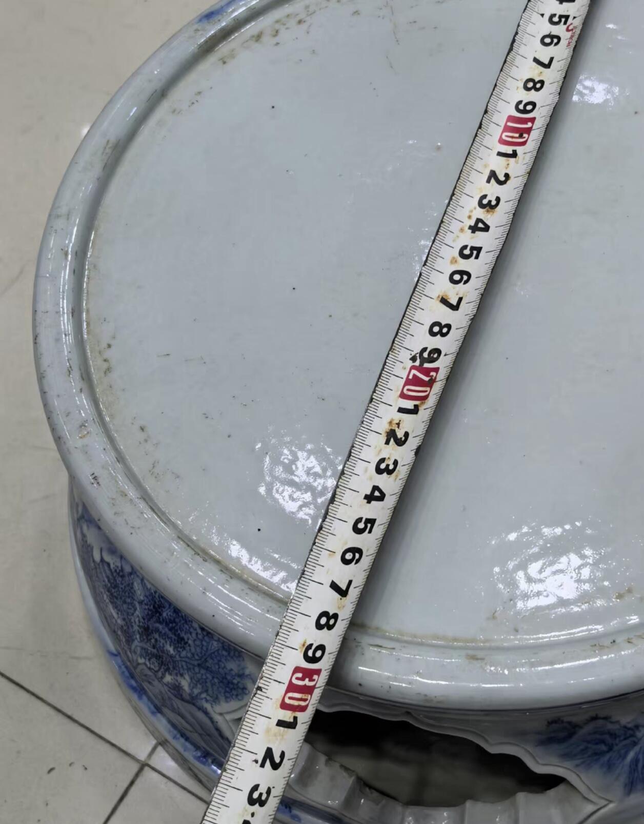 兰馨堂瓷器专场 民国至创汇大尺寸青花花瓶座摆件 