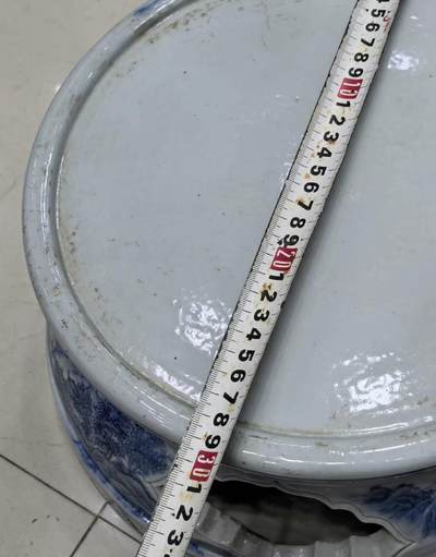 民国至创汇大尺寸青花花瓶座摆件 