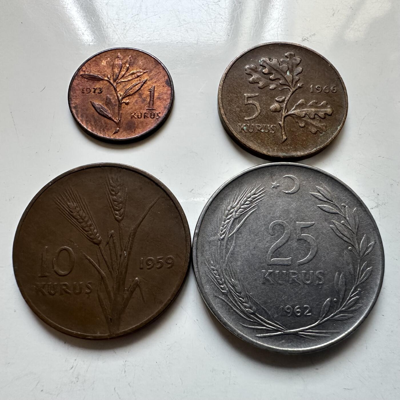 🌹外币初藏🌹🐯2025年第129场  每周二四六晚8️⃣点 接代拍 土耳其老版小面值四枚