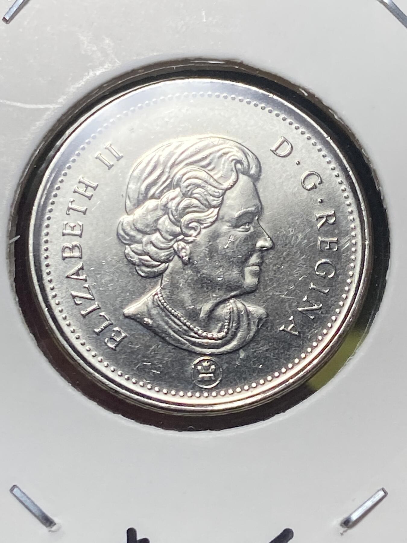 2025年第一百三十场(总第一百五十六场）外国好品纸夹散币场(免佣金) 原光未流通–加拿大🇨🇦2007年5分(伊丽莎白二世老年，枫叶标)