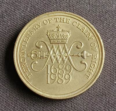 【游宝拍卖】乙巳蛇年88期 佣金1+6% - 英国-2镑 1989年 权利法案300周年纪念币