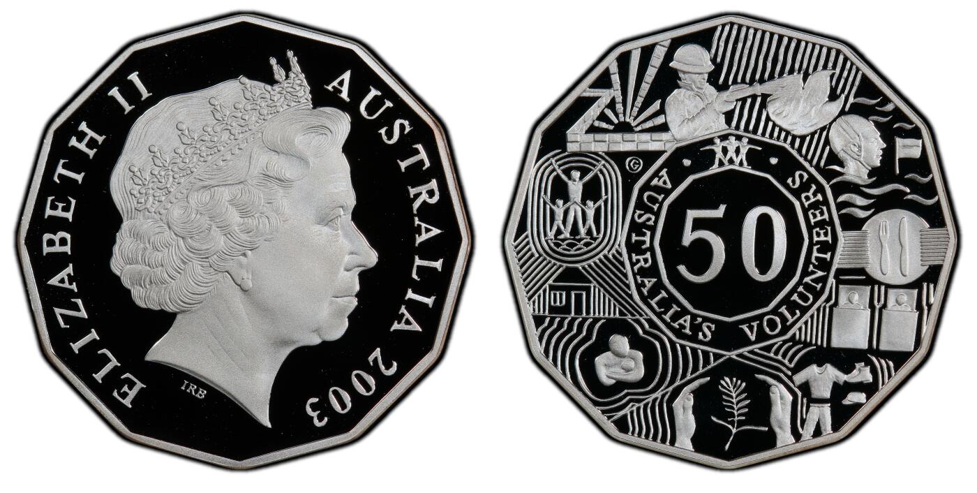 PThappally收藏第54次拍卖，英联邦地区硬币纸币 澳大利亚  2003 50 分 银币 18.24g PCGS PR68DCAM 