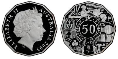 PThappally收藏第54次拍卖，英联邦地区硬币纸币 - 澳大利亚  2003 50 分 银币 18.24g PCGS PR68DCAM 