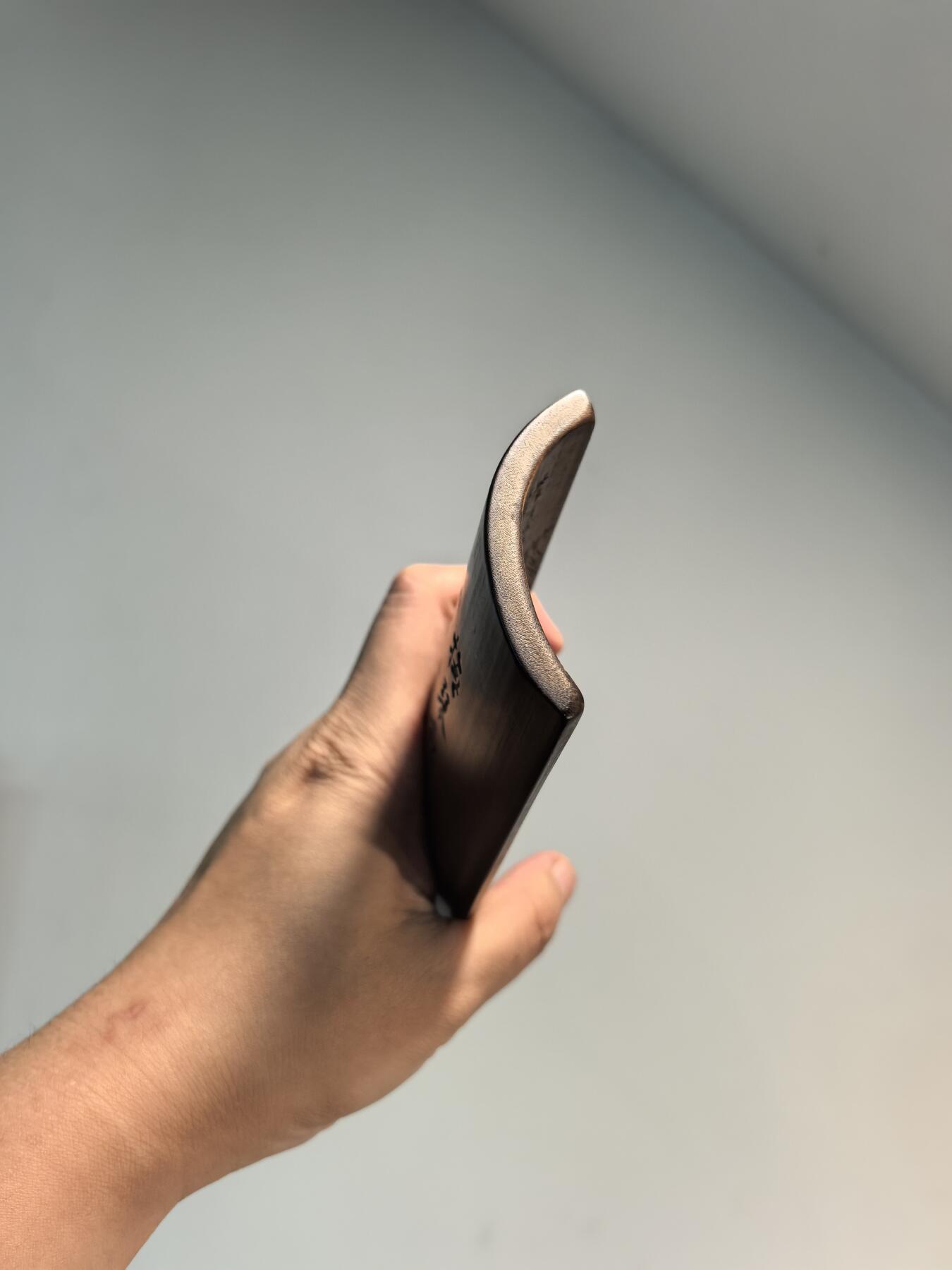 兰馨堂古玩杂项专场 老竹雕双面风景诗文臂搁镇纸摆件 双面雕工