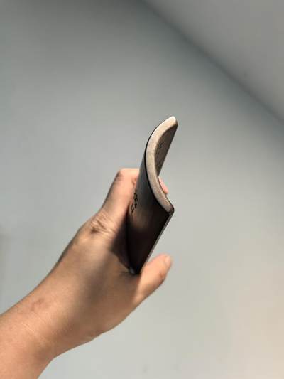 老竹雕双面风景诗文臂搁镇纸摆件 双面雕工