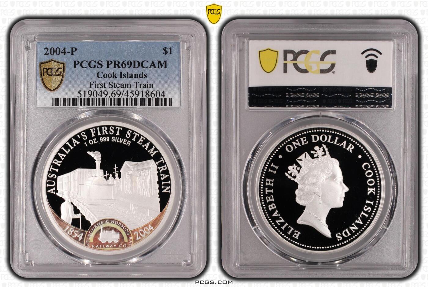 PThappally收藏第54次拍卖，英联邦地区硬币纸币 库克群岛 2004 1 元  31.1g 银币 PCGS PR69DCAM