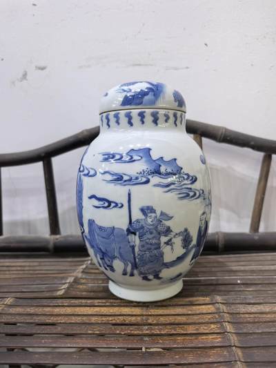 回流青花人物罐