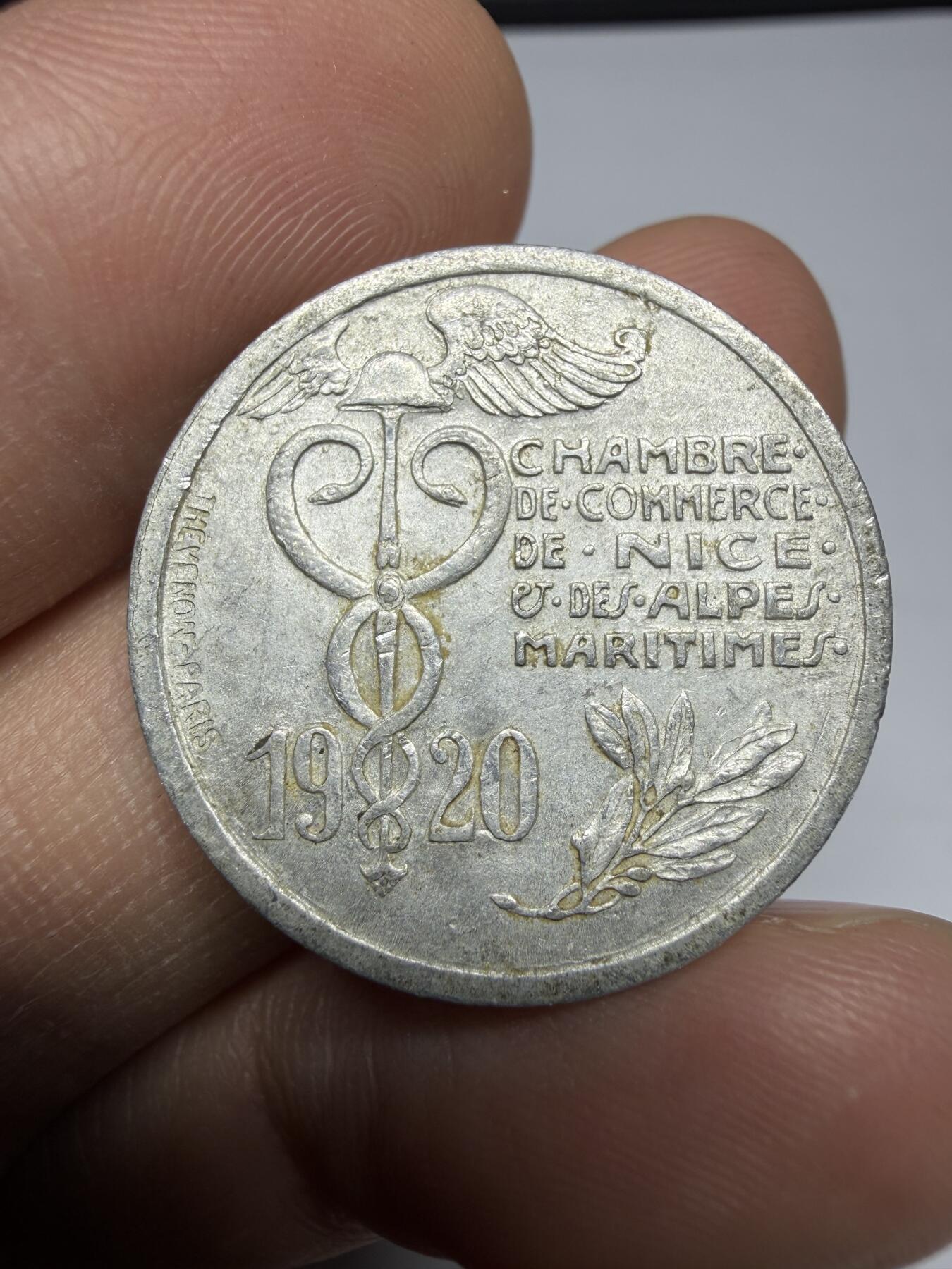 2025年集古藏今外币拍卖第十期-第7场—（总第287拍），可以寄存60天，满160元包邮。 1920年法国尼斯商会10分