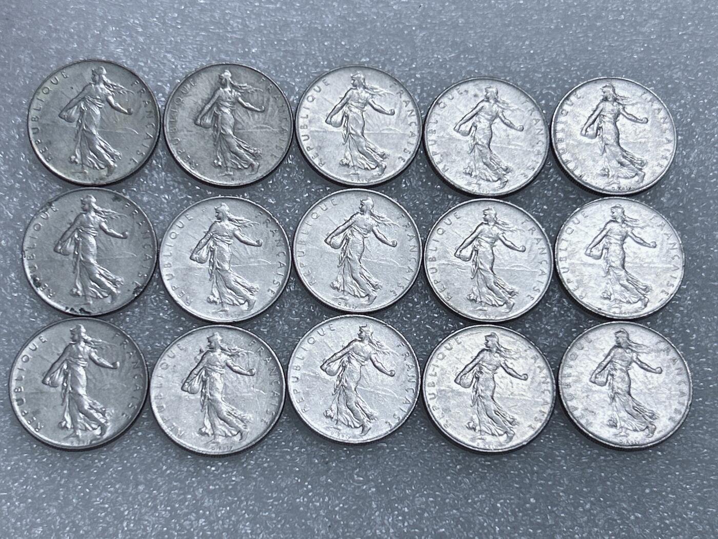 第一海外回流一元起拍收藏 散集专场  第268期 法国1法郎硬币 15枚