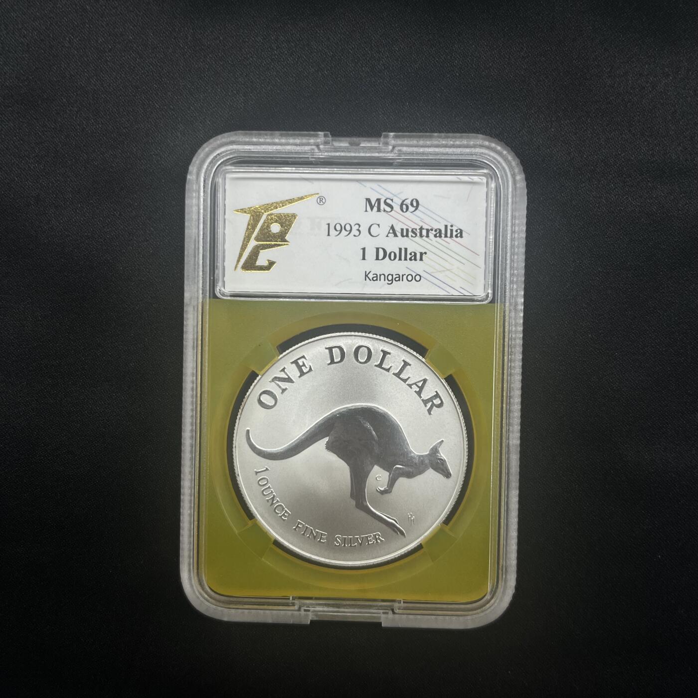 PThappally收藏第54次拍卖，英联邦地区硬币纸币 澳大利亚 1993 1元  袋鼠主题  1 盎司纯银纪念币 TQG MS 69