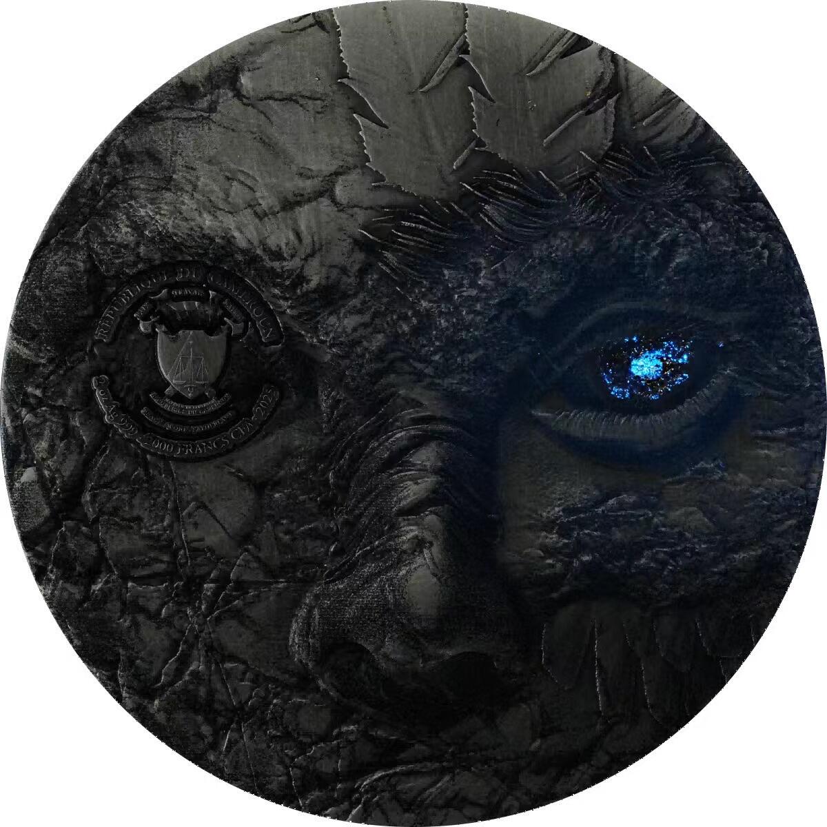 CSIS-GREAT评级精品钱币拍卖第三百二十六期 喀麦隆2025年七大炽天使系列第七枚大天使沙利叶2盎司仿古镶嵌金箔双面超高浮雕光感变色珐琅彩色夜光纪念银币