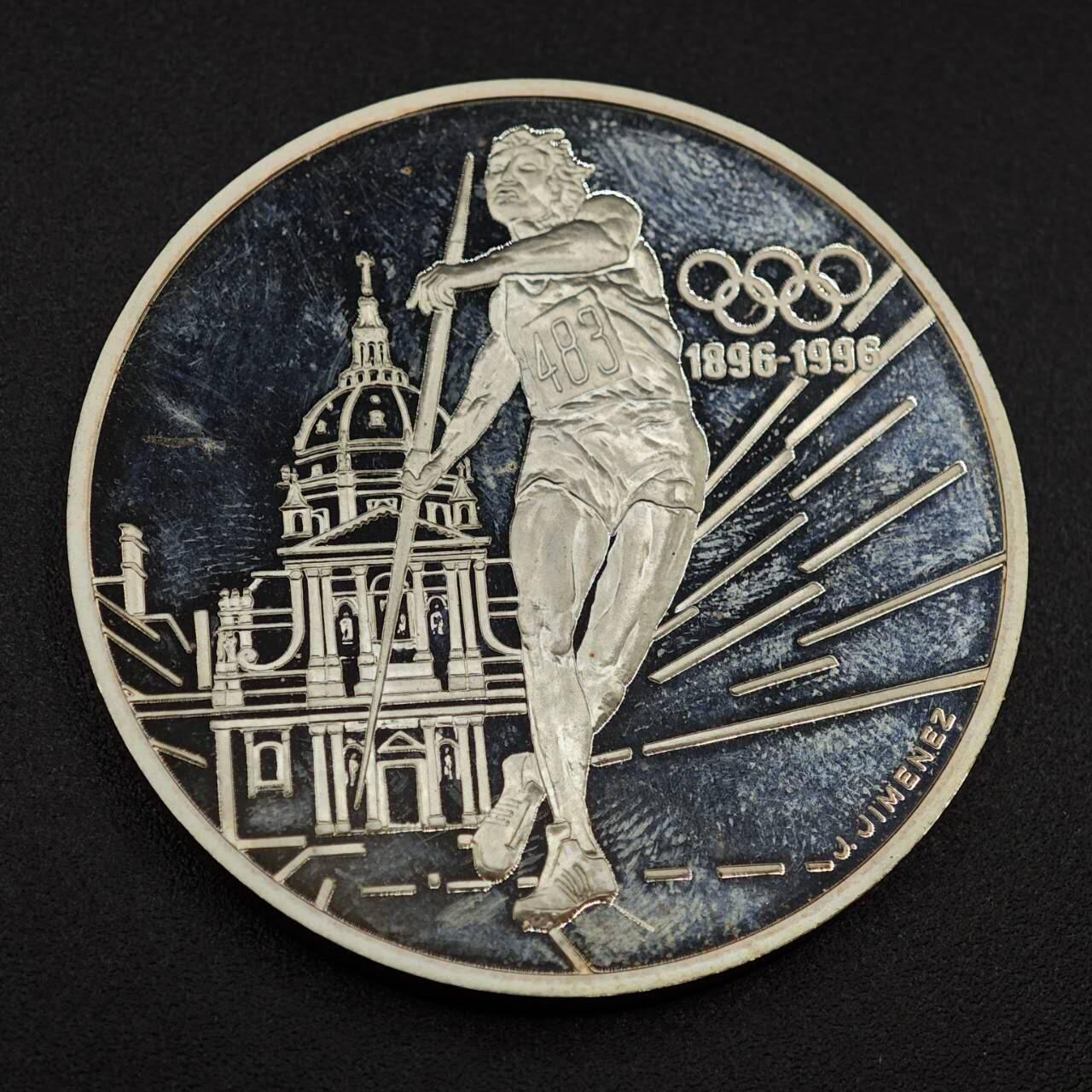 【淘币小摊】实时拍第七百九十九拍   银币套币场   满百包邮可预留二周 每周一统一发货   法国1994年奥运百年100法郎精制银币 重33.6克920银 