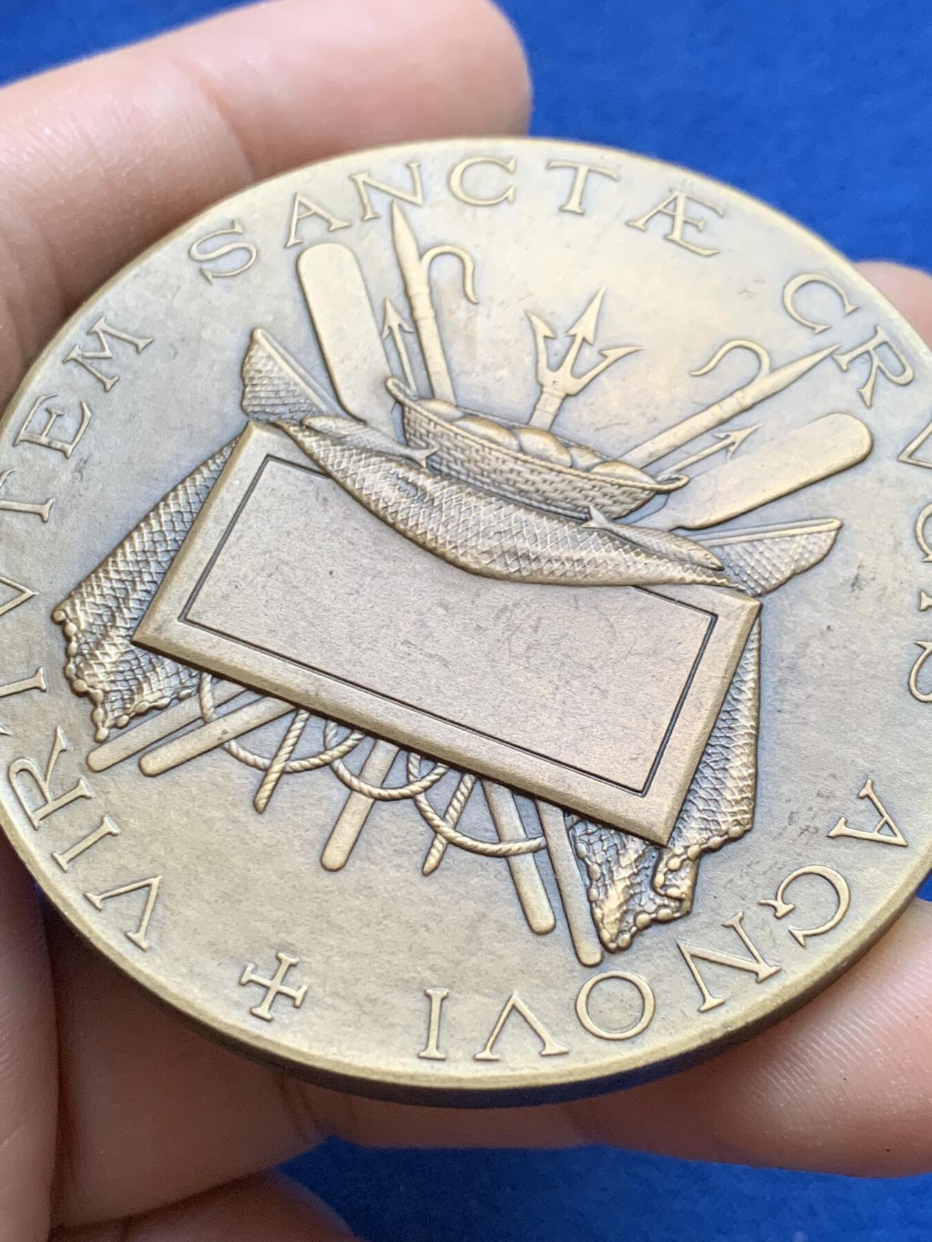 《竞宝斋》第439场 周日，周一，周二 3场连拍 （全场包邮） 名家Abel Lafleur作 宗教铜质纪念章 1940年圣安德烈使徒 阿贝尔·拉弗勒 法国章友协会成员（SAMF）106.1克 58.5mm 丰饶角铜标