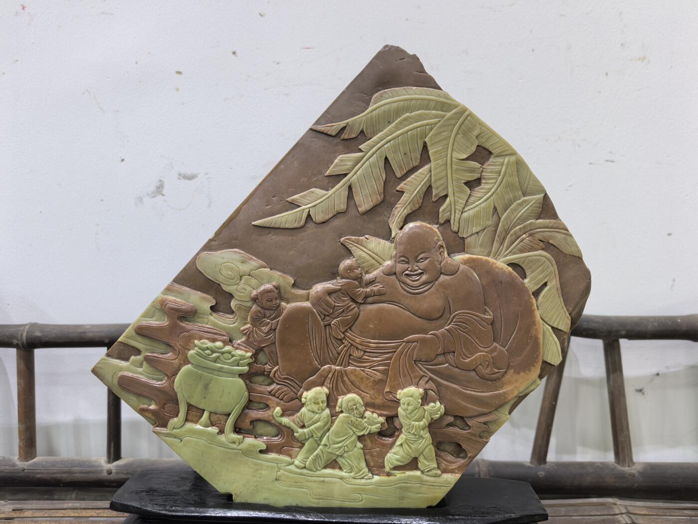 兰馨堂古玩杂项专场 祁阳石笑佛石雕摆件