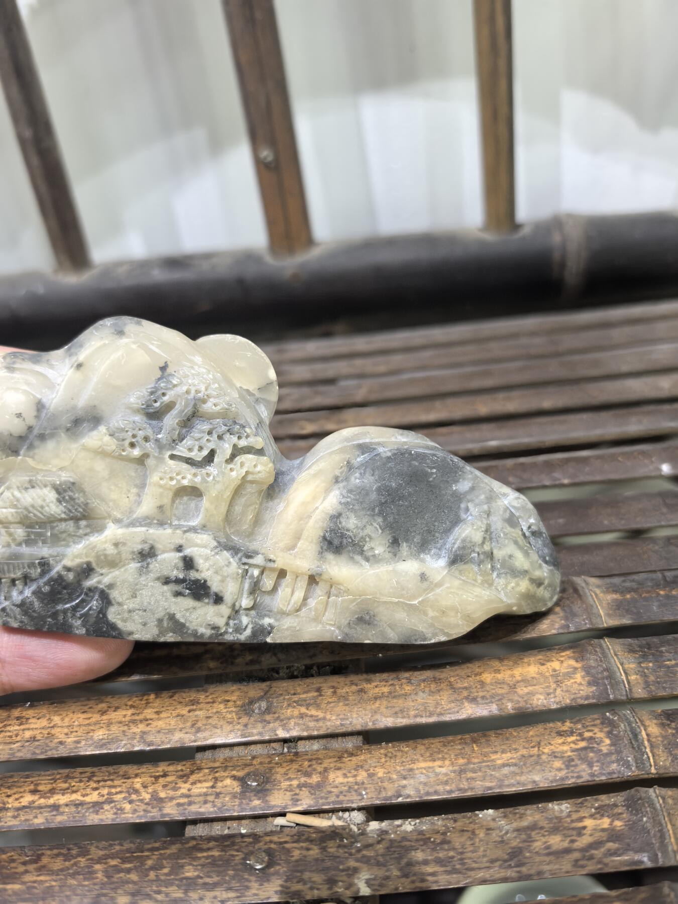 兰馨堂瓷器专场 寿山石高山水墨摆件