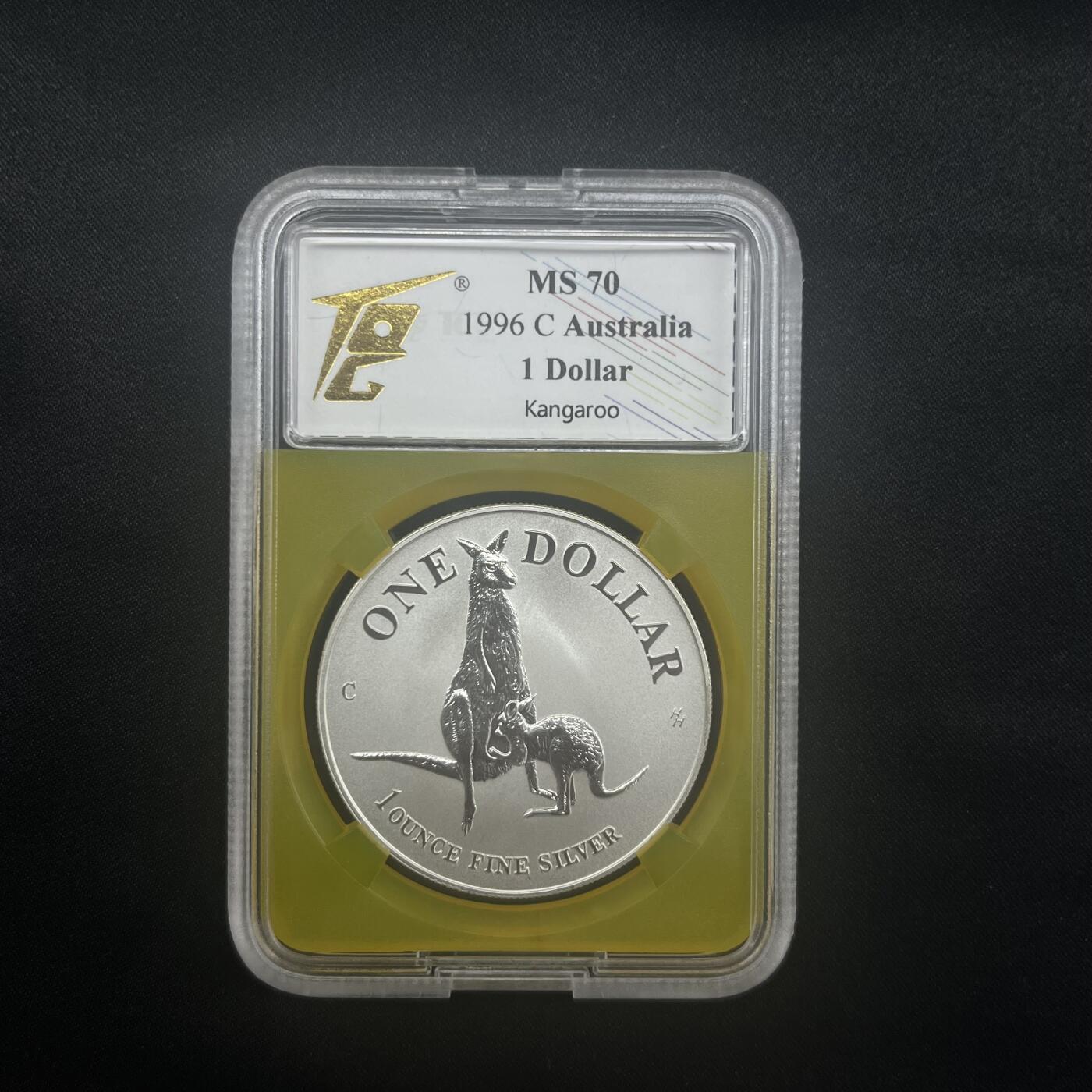 PThappally收藏第54次拍卖，英联邦地区硬币纸币 澳大利亚 1996  1元 袋鼠主题  1 盎司纯银纪念币 TQG MS 70