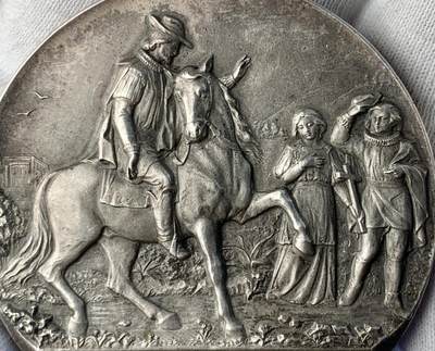 掌中浮雕-藏着的欧洲第042场 - 1922年西班牙圣女圣特蕾莎封圣300周年镀银纪念章，60mm