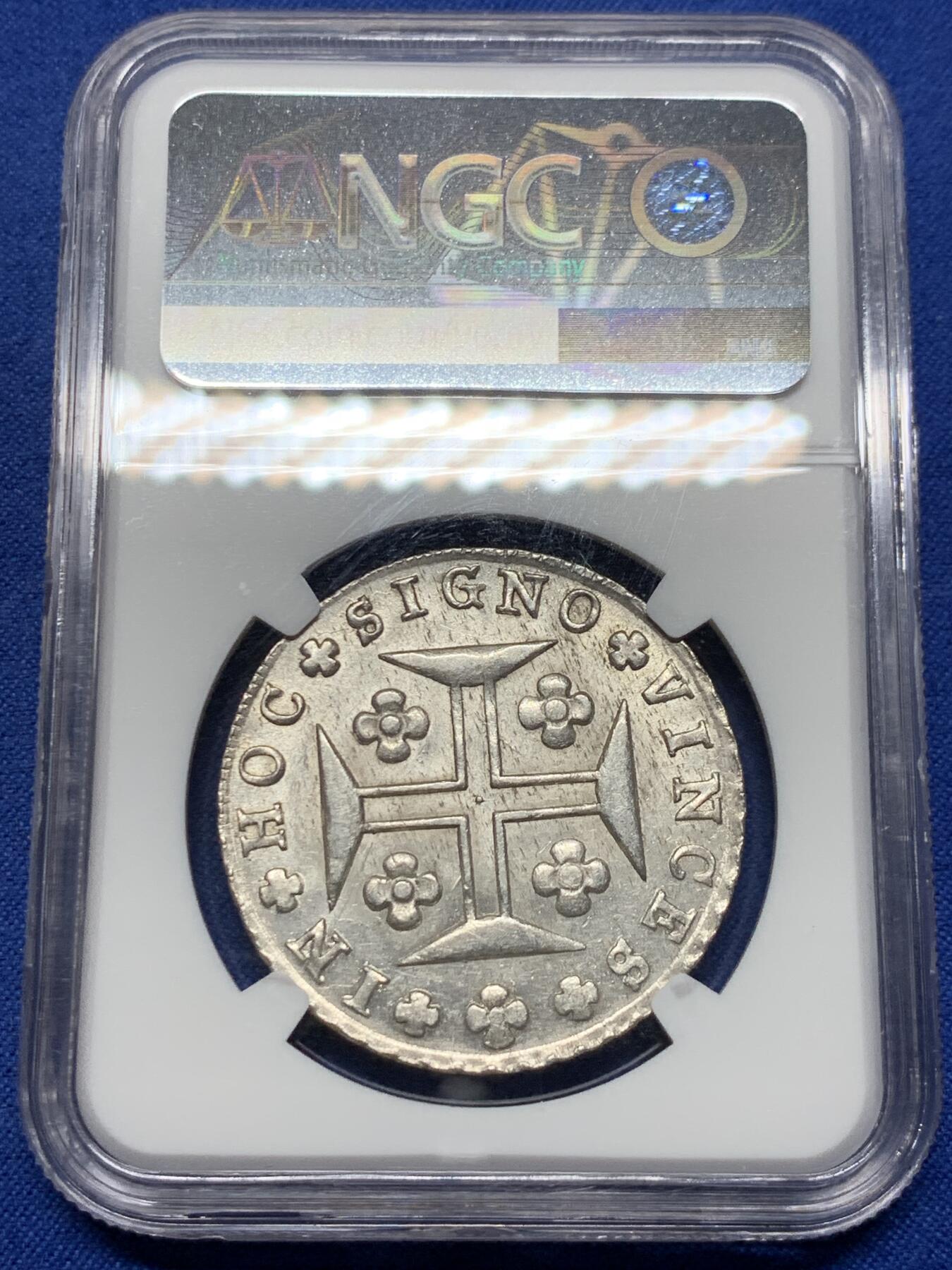 《竞宝斋》第439场 周日，周一，周二 3场连拍 （全场包邮） NGC MS63 葡萄牙1816年若昂六世400R十字银币，本土最大面值，打铸极佳，光度和底板都很好的一枚