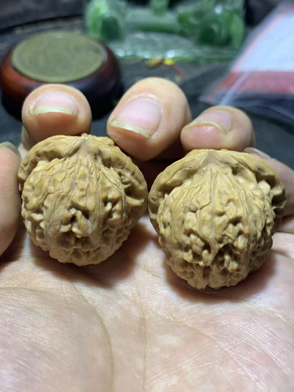 精美小众野生磐石狮子头手捻文玩核桃一对，