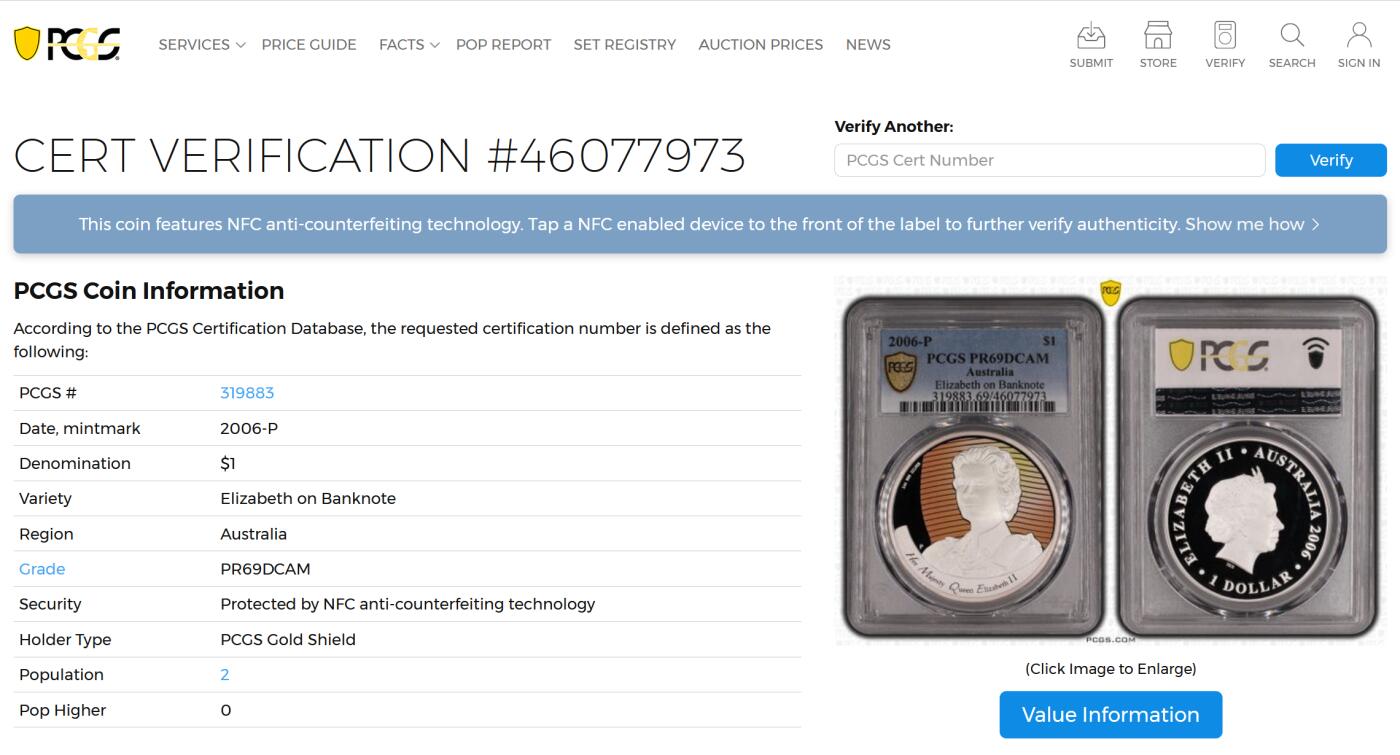 PThappally收藏第54次拍卖，英联邦地区硬币纸币  澳大利亚 2006 1 澳元  31.1 g 铜镍币 PCGS PR69DCAM
