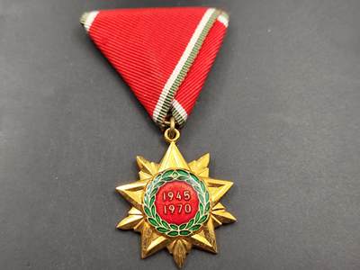 11月16日奖章钱币专场 - 匈牙利二战胜利25周年奖章铜制珐琅