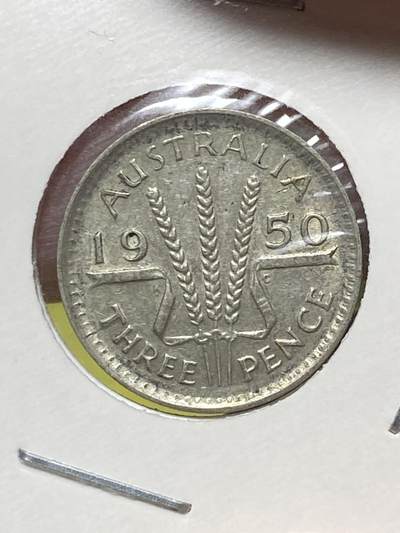 2025年第一百三十场(总第一百五十六场）外国好品纸夹散币场(免佣金) - 澳大利亚🇦🇺1950年3便士银币(乔治六世第三版，m版墨尔本造，500银)