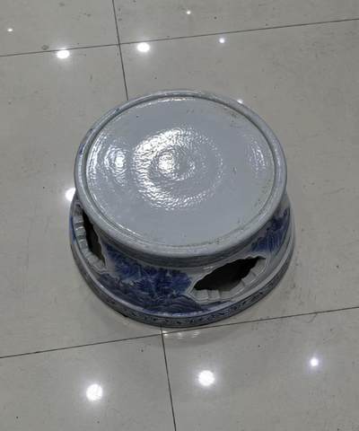 民国至创汇大尺寸青花花瓶座摆件 