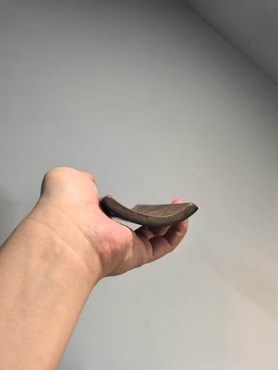 老竹雕双面风景诗文臂搁镇纸摆件 双面雕工