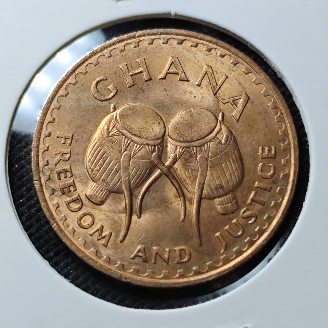 KK钱币收藏小铺  第373场  2月预留时间 周末发货  1967加纳1比塞瓦铜币 好品