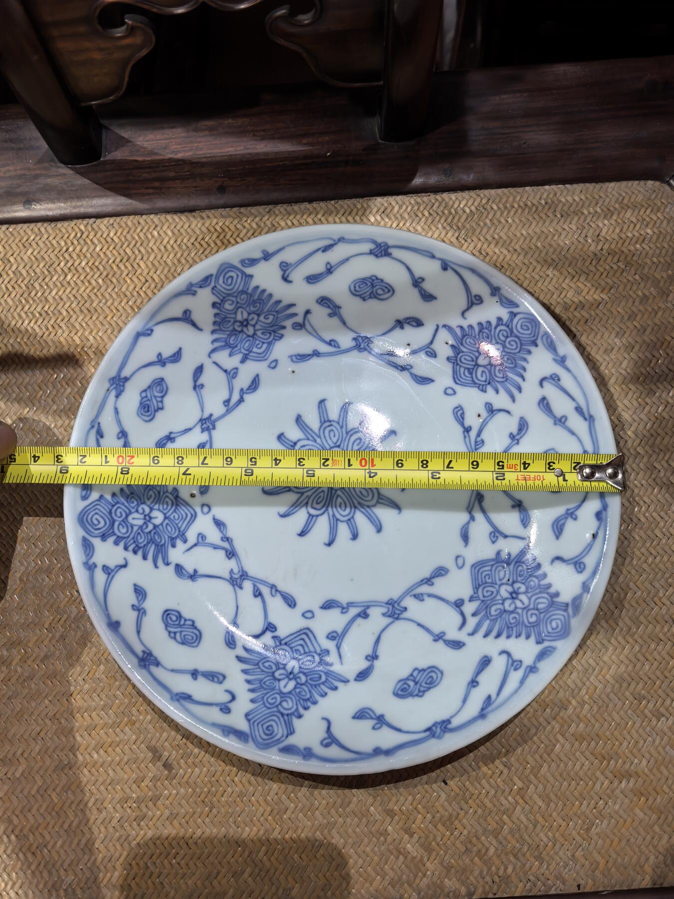 兰馨堂瓷器专场 清代宝相纹青花大盘，老瓷器老青花瓷老盘子