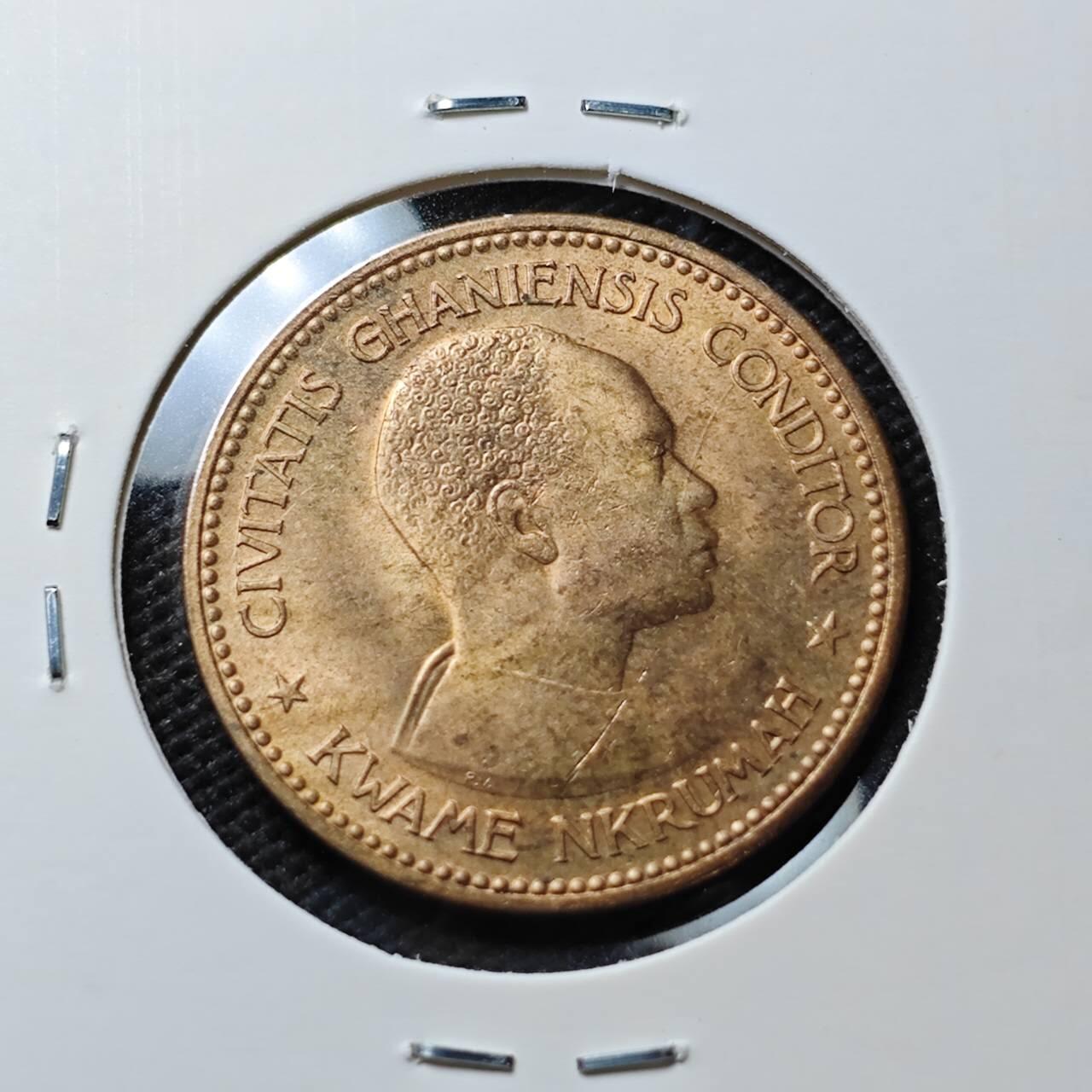 KK钱币收藏小铺  第373场  2月预留时间 周末发货  1958加纳1便士铜币 好品