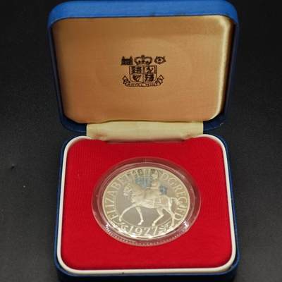 【淘币小摊】实时拍第七百九十九拍   银币套币场   满百包邮可预留二周 每周一统一发货   - 英国1977年女王登基银禧25便士精制银币原盒