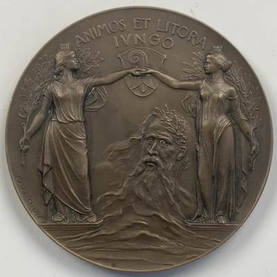 掌中浮雕-藏着的欧洲第042场 - 瑞士1905莱茵河大桥纪念大铜章，61mm