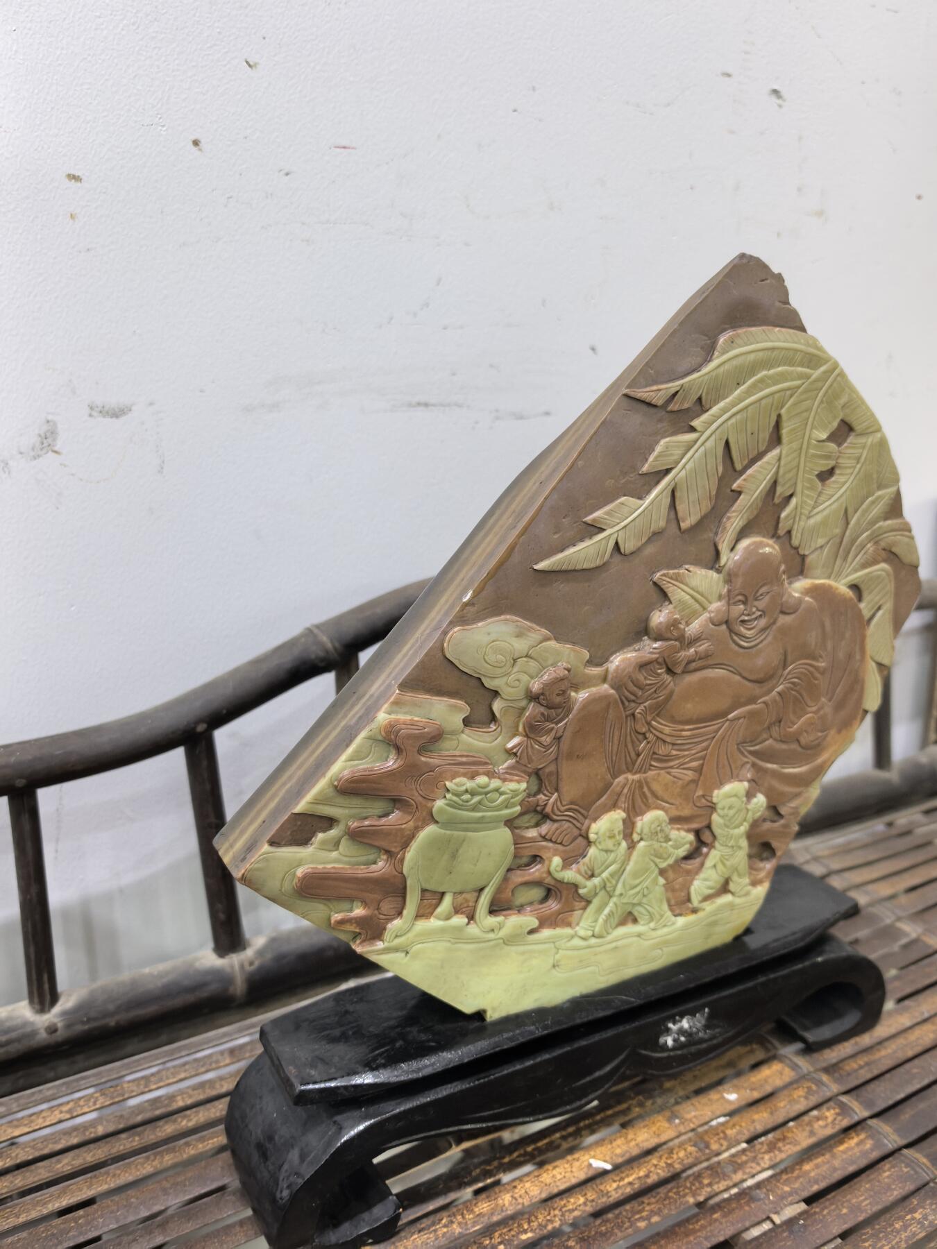 兰馨堂古玩杂项专场 祁阳石笑佛石雕摆件