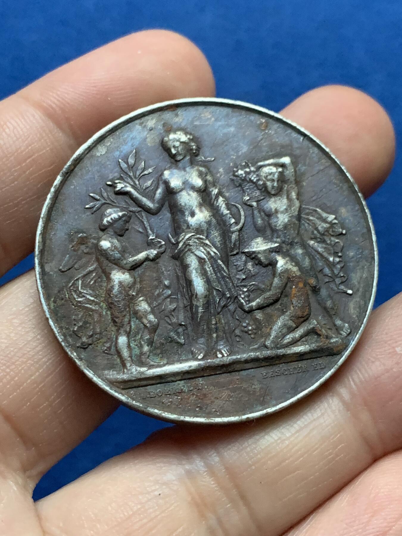 《竞宝斋》第439场 周日，周一，周二 3场连拍 （全场包邮） 1889年法国园艺协会银章 37克 41.8mm 带盒