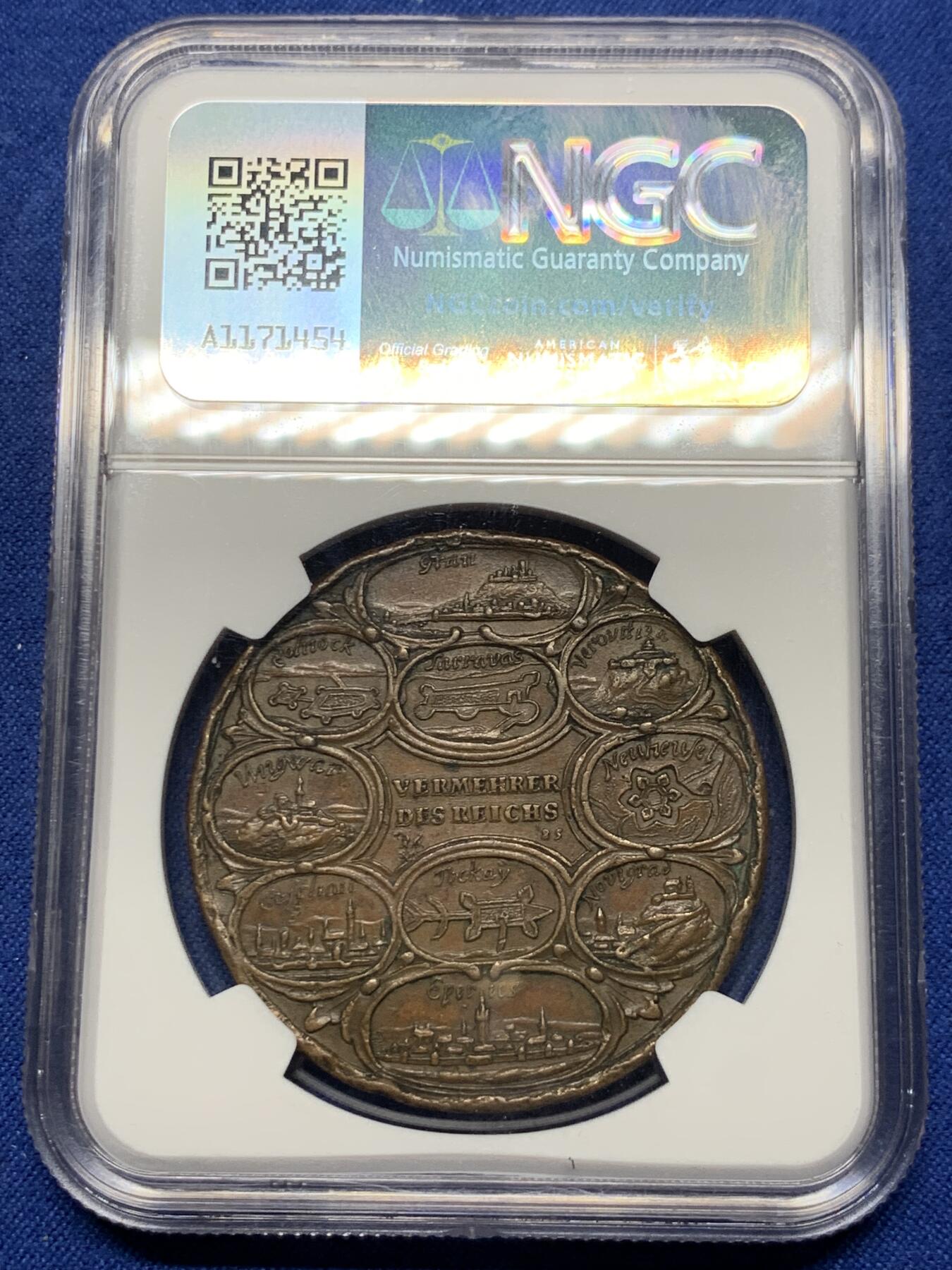 《竞宝斋》第439场 周日，周一，周二 3场连拍 （全场包邮） NGC XFD 神圣罗马帝国利奥波德一世时期1685年维也纳围城战役纪念章